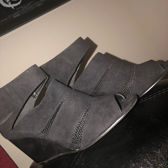 Shoes - Black Cutout Wedges
